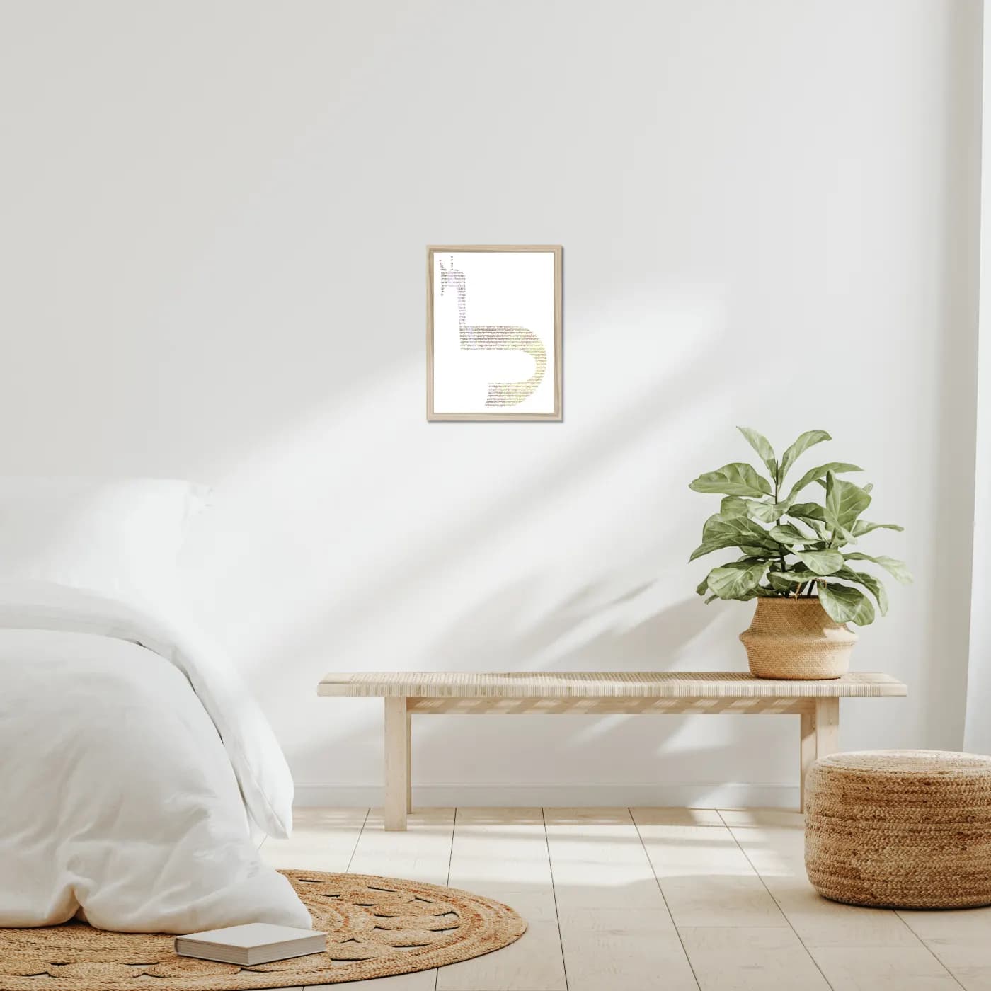 Lamed in a natural oak frame, illustrative room setting
